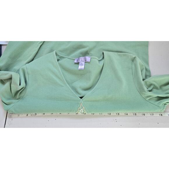 Sage Y2K Babydoll Beaded Top Size MD Forest Fairy Boho Phoebe Buffay 2000s - Picture 6 of 8